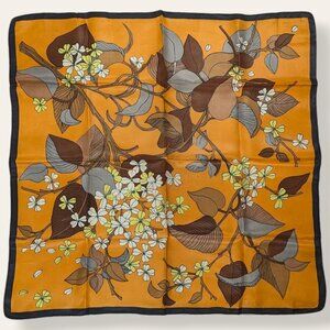 V. Orange Floral Satin Scarf